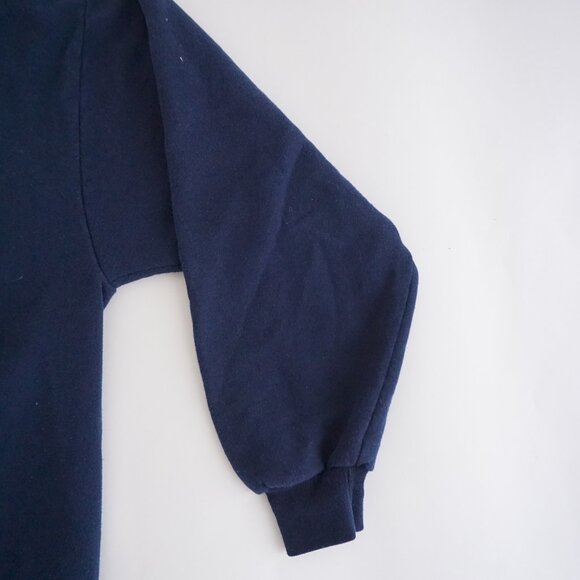 VTG Morning Sun Vintage Cat Sweatshirt Navy Blue Pink Collar 90s Grandma Cozy L - Picture 4 of 10